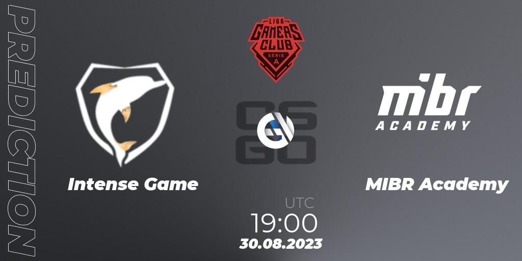 Intense Game vs MIBR Academy: Betting TIp, Match Prediction. 30.08.2023 at 19:00. Counter-Strike (CS2), Gamers Club Liga Série A: August 2023