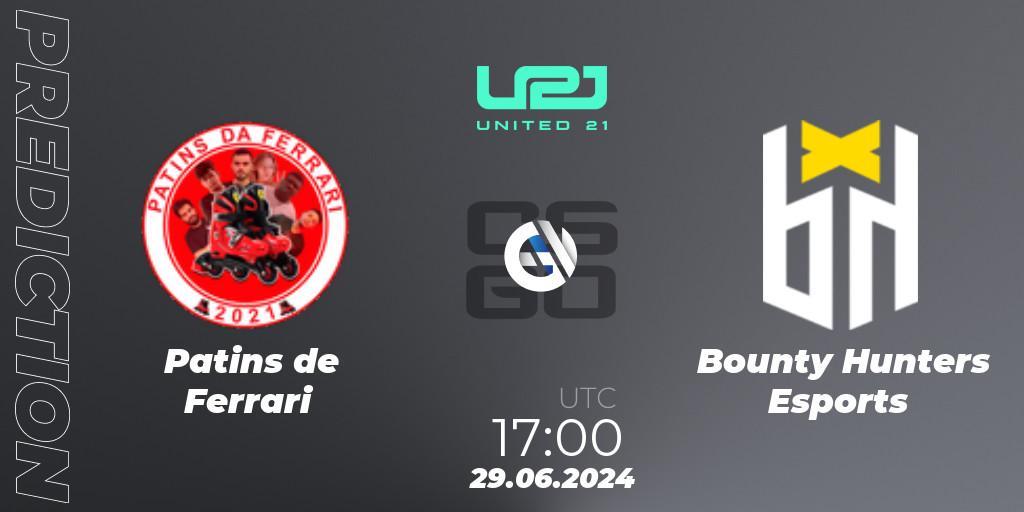 Patins de Ferrari vs Bounty Hunters Esports: Betting TIp, Match Prediction. 29.06.2024 at 16:00. Counter-Strike (CS2), United21 South America Season 1