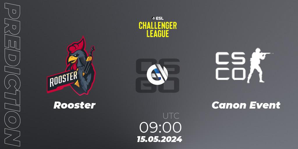 Rooster vs Canon Event: Betting TIp, Match Prediction. 15.05.2024 at 09:00. Counter-Strike (CS2), ESL Challenger League Season 47: Oceania