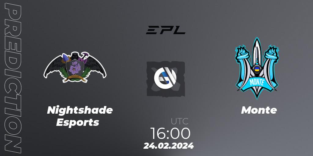 Nightshade Esports vs Monte: Betting TIp, Match Prediction. 24.02.24. Dota 2, European Pro League Season 17: Division 2