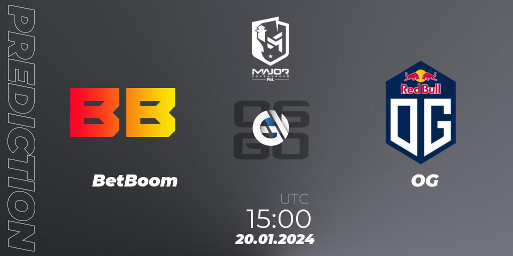 BetBoom vs OG: Betting TIp, Match Prediction. 20.01.2024 at 15:00. Counter-Strike (CS2), PGL CS2 Major Copenhagen 2024 Europe RMR Closed Qualifier