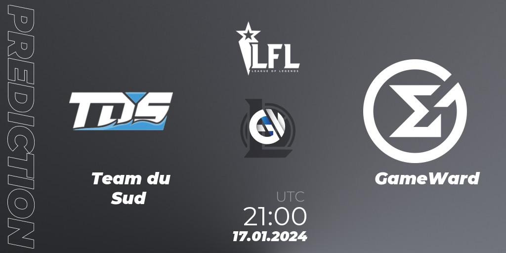 Team du Sud vs GameWard: Betting TIp, Match Prediction. 17.01.2024 at 21:00. LoL, LFL Spring 2024