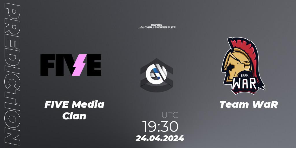 FIVE Media Clan vs Team WaR: Betting TIp, Match Prediction. 24.04.2024 at 19:30. Call of Duty, Call of Duty Challengers 2024 - Elite 2: EU