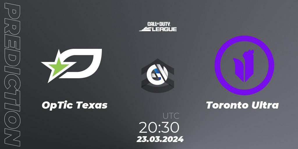 OpTic Texas vs Toronto Ultra: Betting TIp, Match Prediction. 23.03.2024 at 20:30. Call of Duty, Call of Duty League 2024: Stage 2 Major