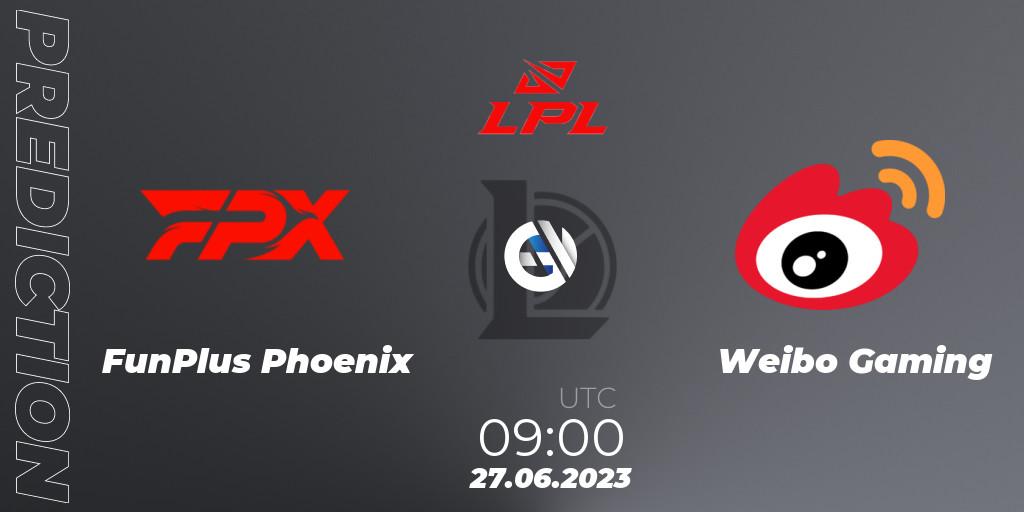 FunPlus Phoenix vs Weibo Gaming: Betting TIp, Match Prediction. 27.06.2023 at 09:00. LoL, LPL Summer 2023 Regular Season