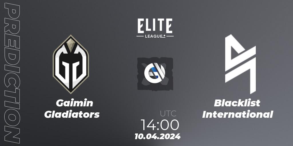 Gaimin Gladiators vs Blacklist International: Betting TIp, Match Prediction. 10.04.2024 at 14:19. Dota 2, Elite League: Round-Robin Stage