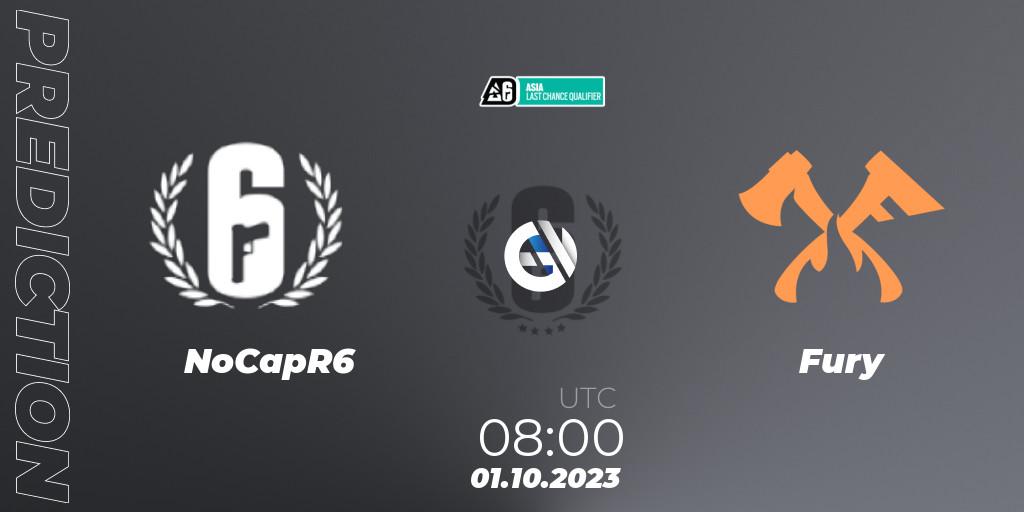 NoCapR6 vs Fury: Betting TIp, Match Prediction. 01.10.2023 at 08:00. Rainbow Six, Asia League 2023 - Stage 2 - Last Chance Qualifiers