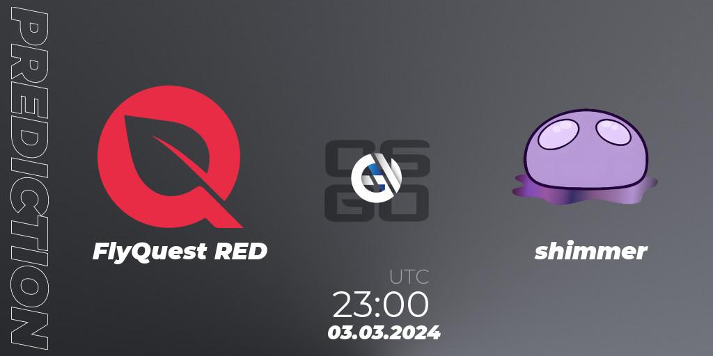 FlyQuest RED vs shimmer: Betting TIp, Match Prediction. 03.03.2024 at 23:00. Counter-Strike (CS2), ESL Impact Winter 2024 Cash Cup 5 North America