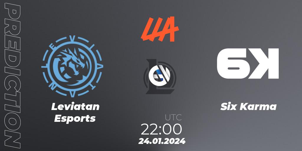 Leviatan Esports vs Six Karma: Betting TIp, Match Prediction. 24.01.2024 at 22:00. LoL, LLA 2024 Opening Group Stage