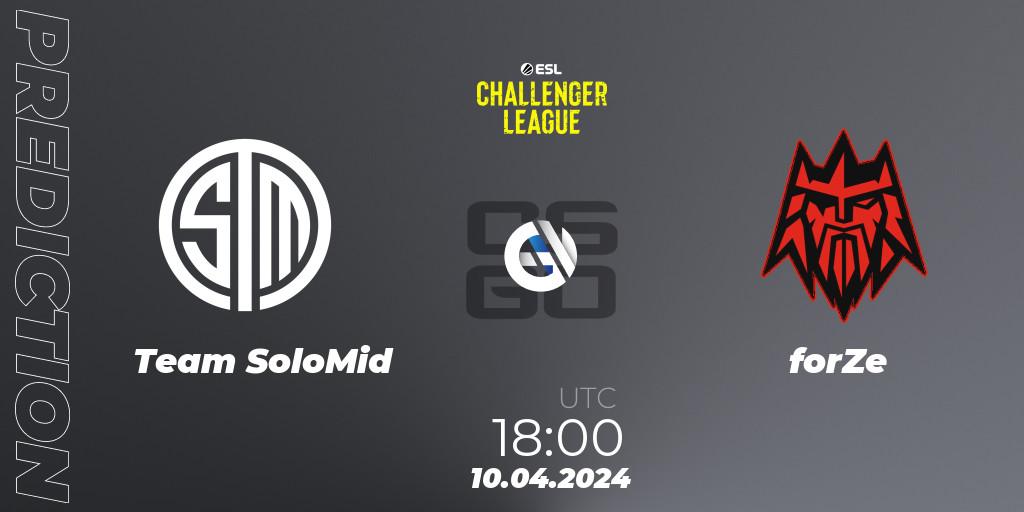 Team SoloMid vs forZe: Betting TIp, Match Prediction. 10.04.24. CS2 (CS:GO), ESL Challenger League Season 47: Europe