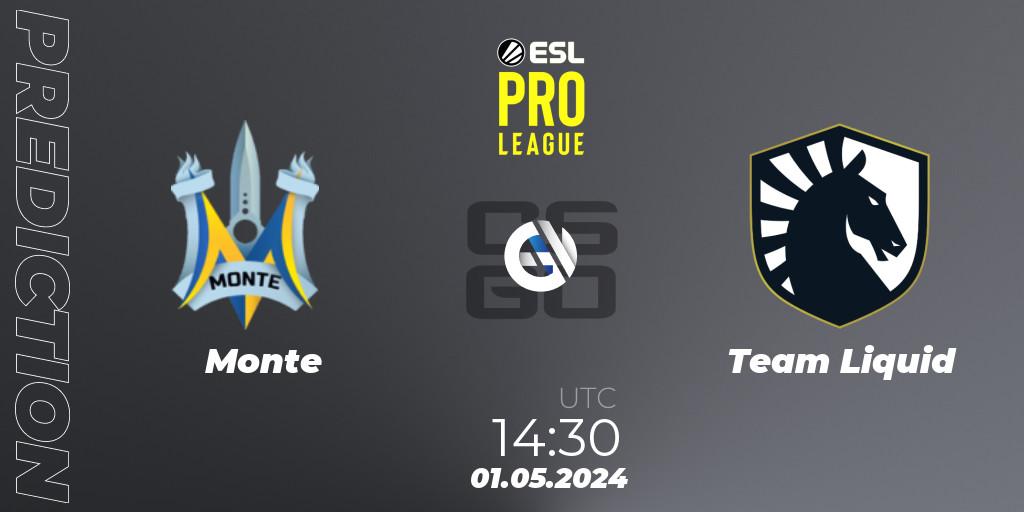 Monte vs Team Liquid: Betting TIp, Match Prediction. 01.05.24. CS2 (CS:GO), ESL Pro League Season 19