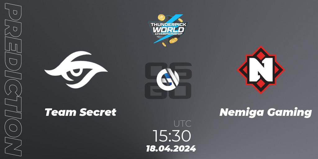 Team Secret vs Nemiga Gaming: Betting TIp, Match Prediction. 18.04.24. CS2 (CS:GO), Thunderpick World Championship 2024: European Series #1