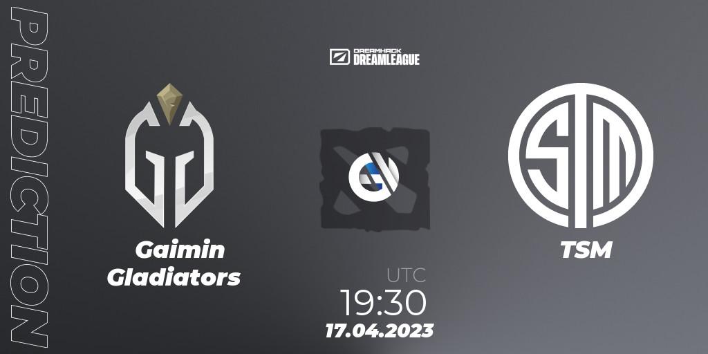 Gaimin Gladiators vs TSM: Betting TIp, Match Prediction. 17.04.2023 at 19:25. Dota 2, DreamLeague Season 19 - Group Stage 2