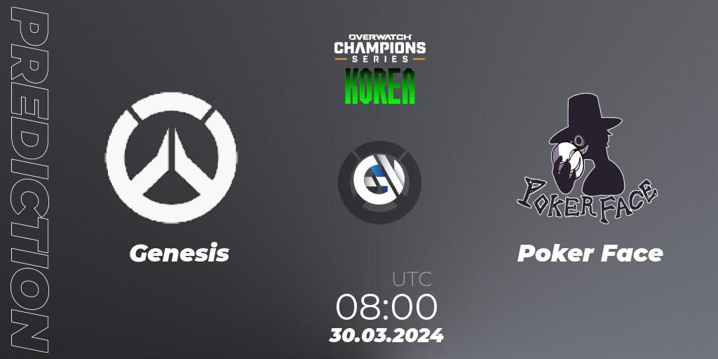 Genesis vs Poker Face: Betting TIp, Match Prediction. 30.03.24. Overwatch, Overwatch Champions Series 2024 - Stage 1 Korea