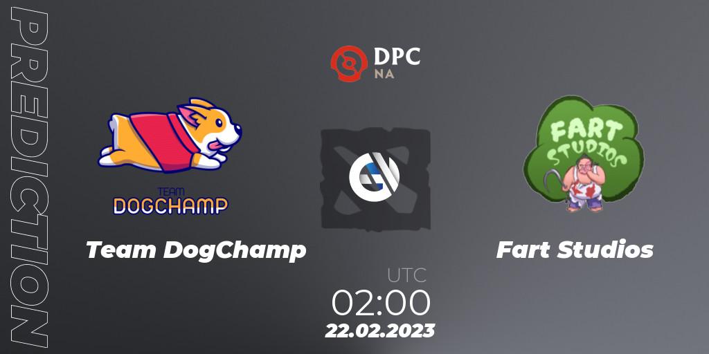 Team DogChamp vs Fart Studios: Betting TIp, Match Prediction. 22.02.2023 at 01:55. Dota 2, DPC 2022/2023 Winter Tour 1: NA Division II (Lower)
