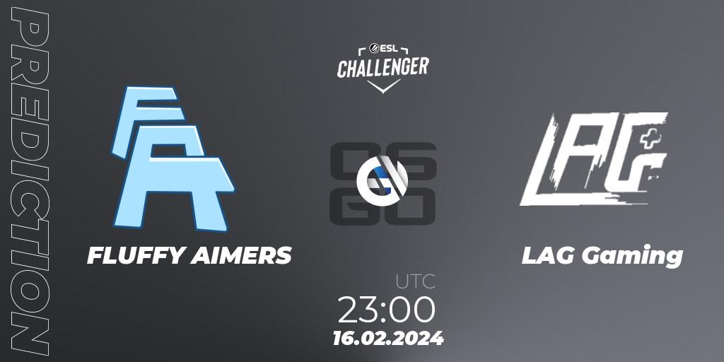FLUFFY AIMERS vs LAG Gaming: Betting TIp, Match Prediction. 16.02.2024 at 23:10. Counter-Strike (CS2), ESL Challenger #56: North American Open Qualifier