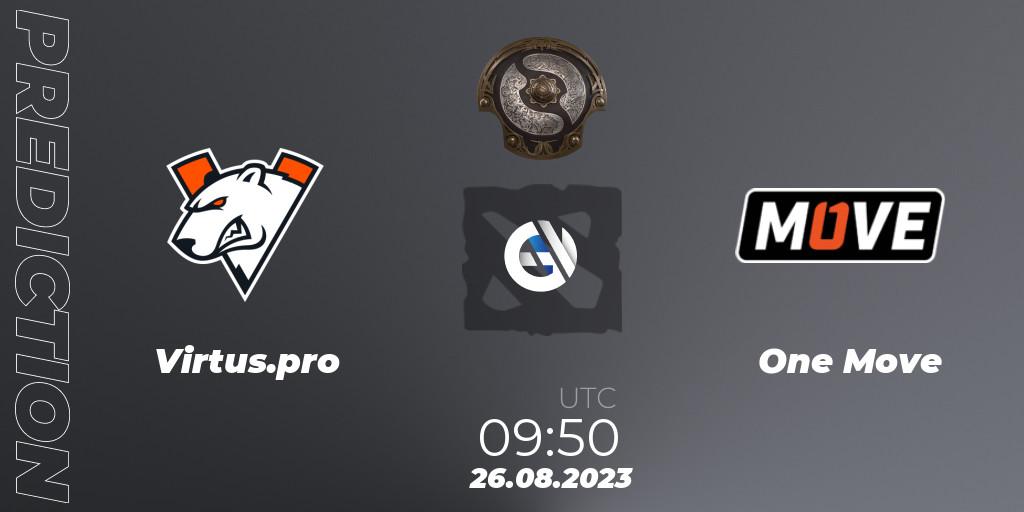 Virtus.pro vs One Move: Betting TIp, Match Prediction. 26.08.2023 at 10:24. Dota 2, The International 2023 - Eastern Europe Qualifier