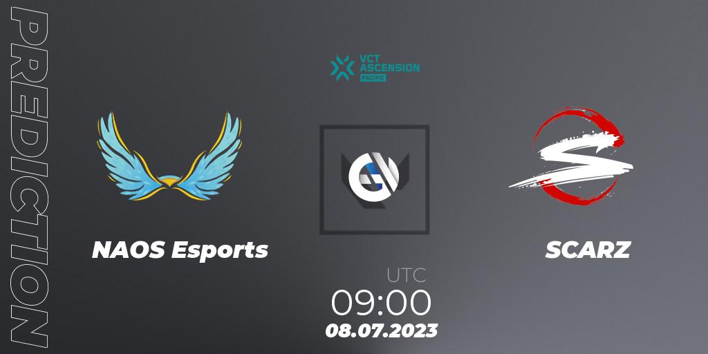 NAOS Esports vs SCARZ: Betting TIp, Match Prediction. 08.07.2023 at 09:30. VALORANT, VALORANT Challengers Ascension 2023: Pacific