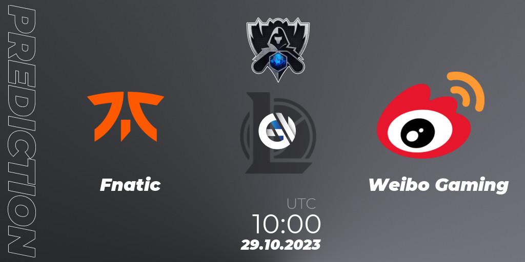 Fnatic vs Weibo Gaming: Betting TIp, Match Prediction. 29.10.23. LoL, Worlds 2023 LoL - Group Stage