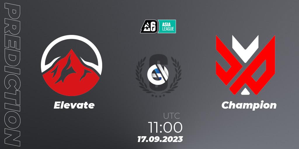 Elevate vs Champion: Betting TIp, Match Prediction. 17.09.2023 at 11:00. Rainbow Six, SEA League 2023 - Stage 2