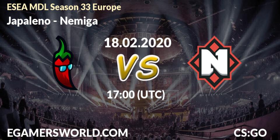 Japaleno vs Nemiga: Betting TIp, Match Prediction. 18.02.20. CS2 (CS:GO), ESEA MDL Season 33 Europe