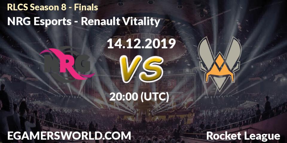 NRG Esports vs Renault Vitality: Betting TIp, Match Prediction. 14.12.19. Rocket League, RLCS Season 8 - Finals