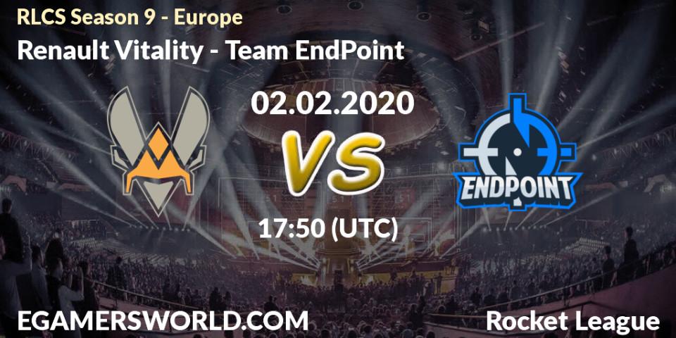 Renault Vitality vs Team EndPoint: Betting TIp, Match Prediction. 09.02.20. Rocket League, RLCS Season 9 - Europe