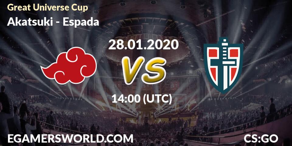 Akatsuki vs Espada: Betting TIp, Match Prediction. 28.01.20. CS2 (CS:GO), Great Universe Cup