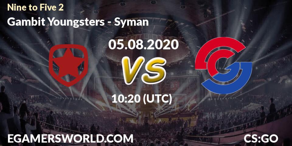 Gambit Youngsters vs Syman: Betting TIp, Match Prediction. 05.08.20. CS2 (CS:GO), Nine to Five 2