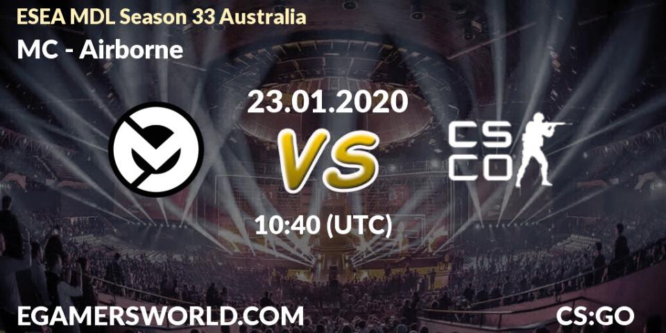 MC vs Airborne: Betting TIp, Match Prediction. 30.01.20. CS2 (CS:GO), ESEA MDL Season 33 Australia