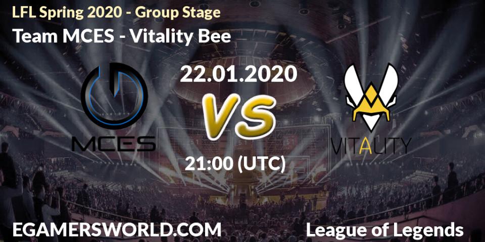 Team MCES vs Vitality Bee: Betting TIp, Match Prediction. 22.01.20. LoL, LFL Spring 2020 - Group Stage
