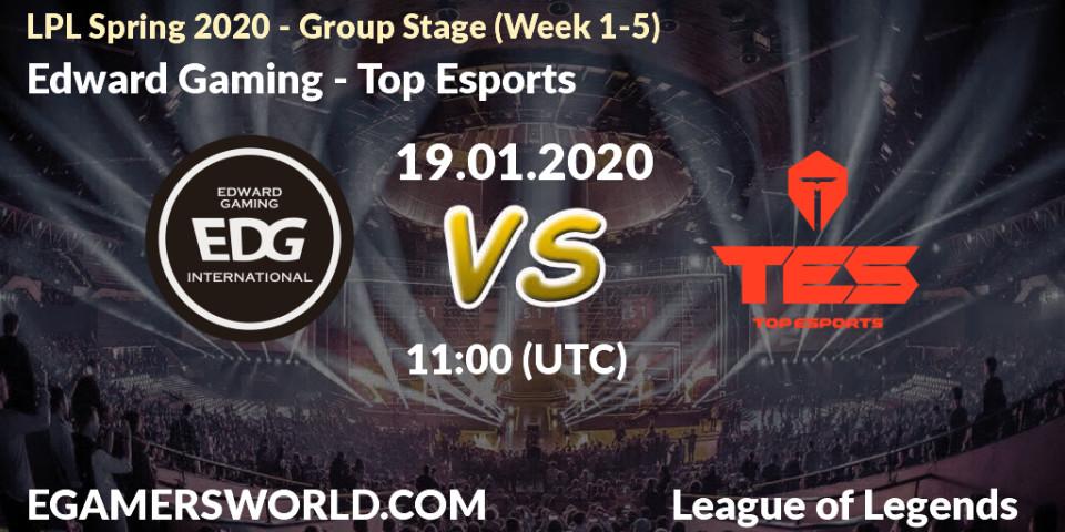 Edward Gaming vs Top Esports: Betting TIp, Match Prediction. 19.01.20. LoL, LPL Spring 2020 - Group Stage (Week 1-4)