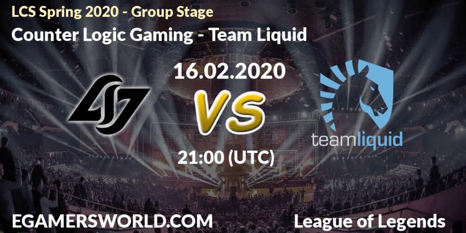 Counter Logic Gaming vs Team Liquid: Betting TIp, Match Prediction. 16.02.20. LoL, LCS Spring 2020 - Group Stage