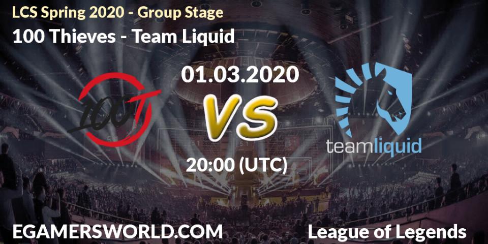 100 Thieves vs Team Liquid: Betting TIp, Match Prediction. 01.03.20. LoL, LCS Spring 2020 - Group Stage