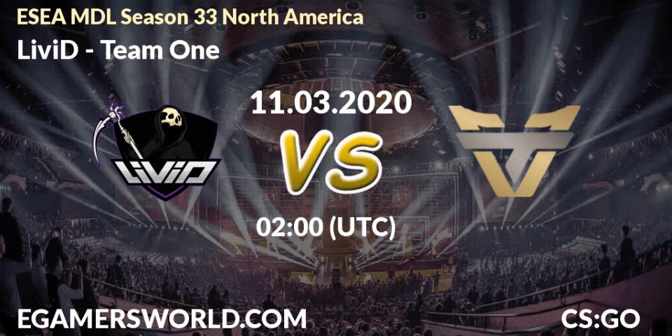 LiviD vs Team One: Betting TIp, Match Prediction. 11.03.20. CS2 (CS:GO), ESEA MDL Season 33 North America