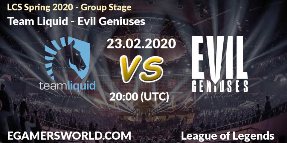 Team Liquid vs Evil Geniuses: Betting TIp, Match Prediction. 23.02.20. LoL, LCS Spring 2020 - Group Stage