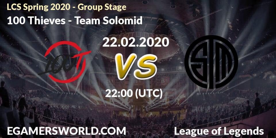 100 Thieves vs Team Solomid: Betting TIp, Match Prediction. 22.02.20. LoL, LCS Spring 2020 - Group Stage