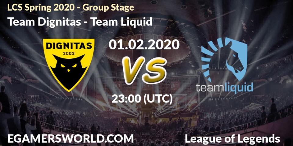 Team Dignitas vs Team Liquid: Betting TIp, Match Prediction. 01.02.20. LoL, LCS Spring 2020 - Group Stage