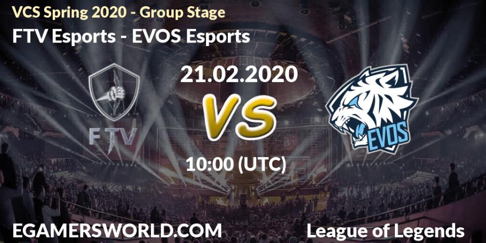 FTV Esports vs EVOS Esports: Betting TIp, Match Prediction. 21.02.20. LoL, VCS Spring 2020 - Group Stage