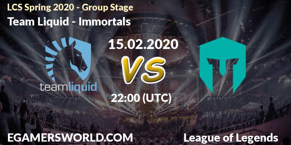 Team Liquid vs Immortals: Betting TIp, Match Prediction. 15.02.20. LoL, LCS Spring 2020 - Group Stage