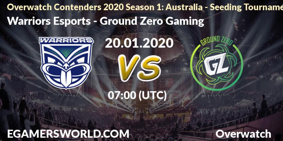 Warriors Esports vs Ground Zero Gaming: Betting TIp, Match Prediction. 20.01.20. Overwatch, Overwatch Contenders 2020 Season 1: Australia - Seeding Tournament