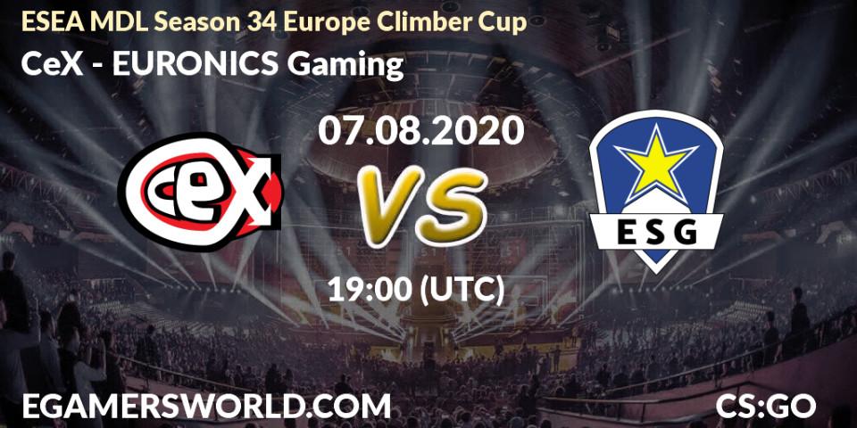 CeX vs EURONICS Gaming: Betting TIp, Match Prediction. 07.08.20. CS2 (CS:GO), ESEA MDL Season 34 Europe Climber Cup