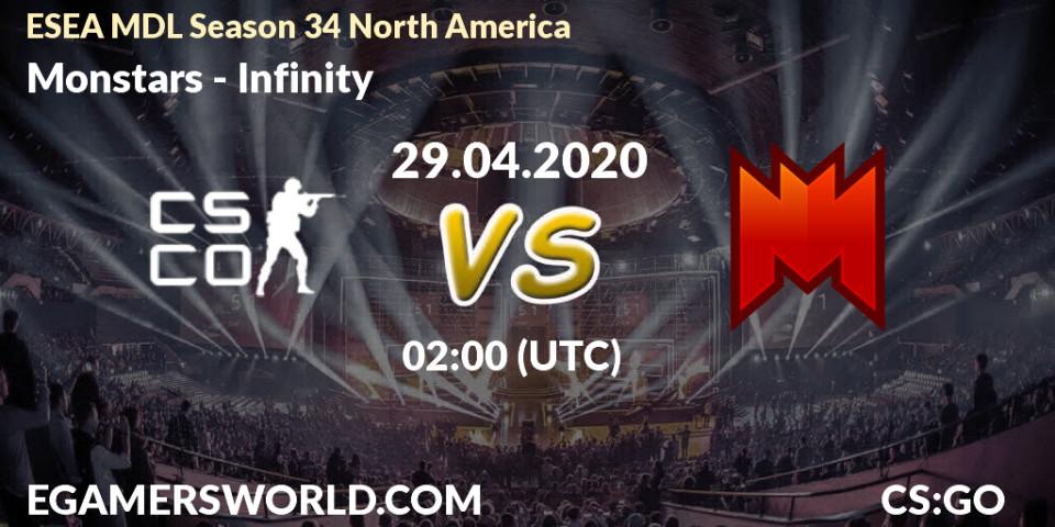 Monstars vs Infinity: Betting TIp, Match Prediction. 29.04.20. CS2 (CS:GO), ESEA MDL Season 34 North America