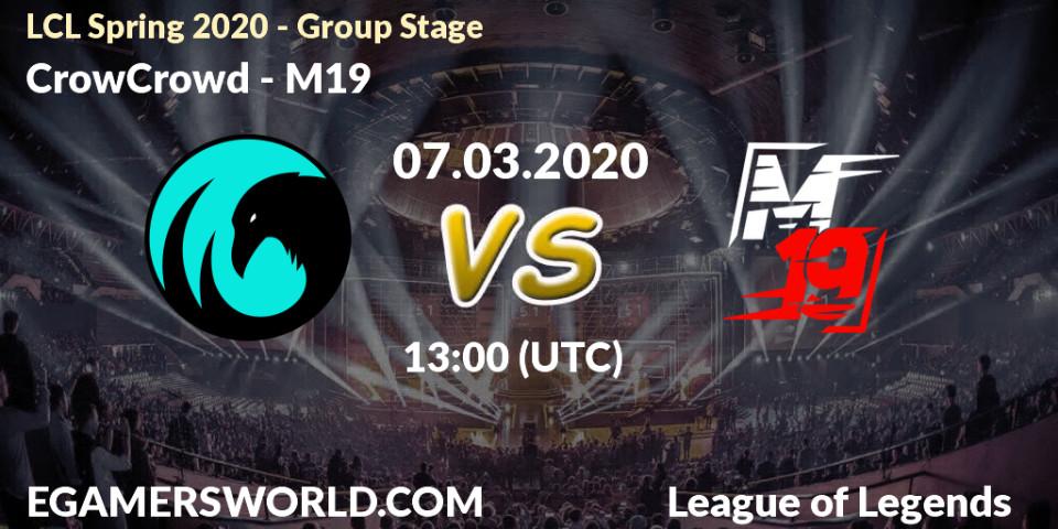 CrowCrowd vs M19: Betting TIp, Match Prediction. 07.03.20. LoL, LCL Spring 2020 - Group Stage