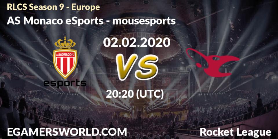 AS Monaco eSports vs mousesports: Betting TIp, Match Prediction. 09.02.20. Rocket League, RLCS Season 9 - Europe