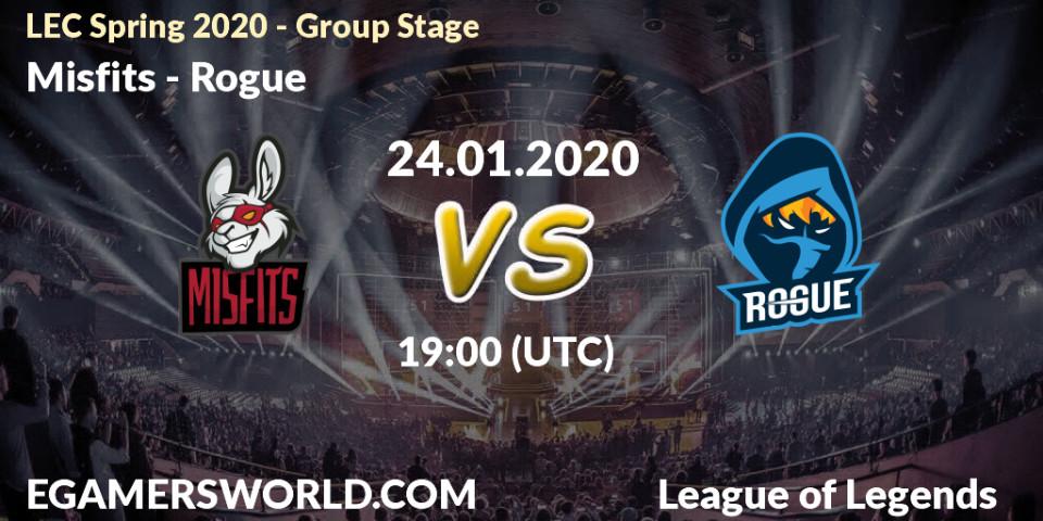 Misfits vs Rogue: Betting TIp, Match Prediction. 24.01.20. LoL, LEC Spring 2020 - Group Stage