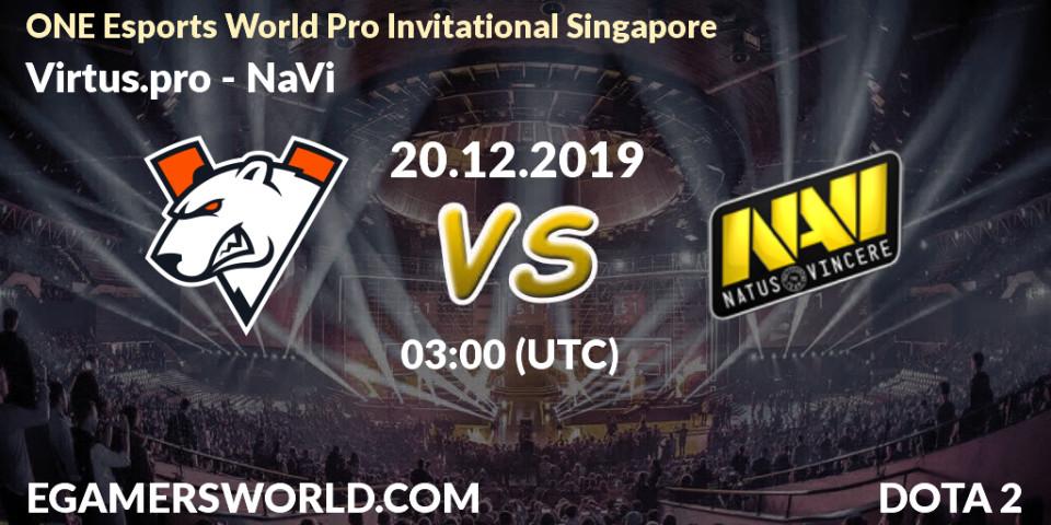 Virtus.pro vs NaVi: Betting TIp, Match Prediction. 20.12.19. Dota 2, ONE Esports World Pro Invitational Singapore