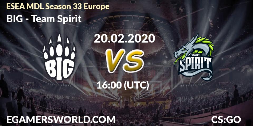 BIG vs Team Spirit: Betting TIp, Match Prediction. 20.02.20. CS2 (CS:GO), ESEA MDL Season 33 Europe