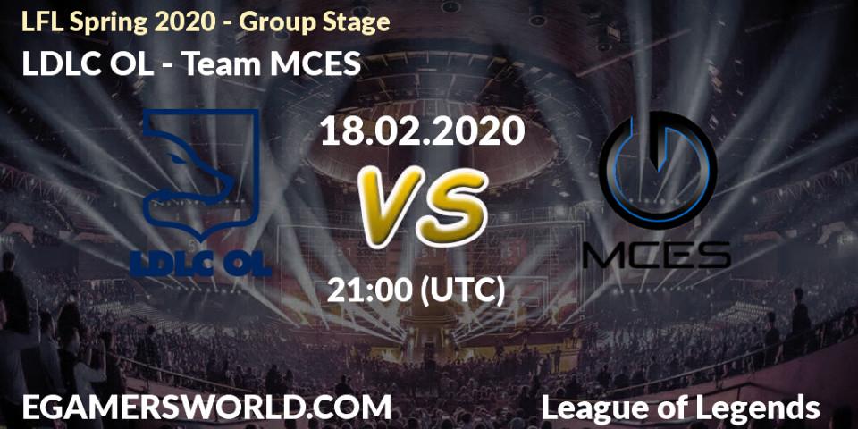 LDLC OL vs Team MCES: Betting TIp, Match Prediction. 18.02.20. LoL, LFL Spring 2020 - Group Stage