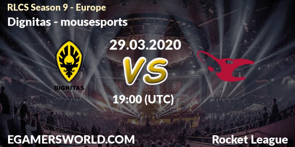 Dignitas vs mousesports: Betting TIp, Match Prediction. 29.03.20. Rocket League, RLCS Season 9 - Europe